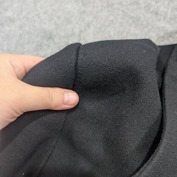 Wool Black Blazer Padded Shoulders Button Down Patch Pocket - Picture 4 of 7